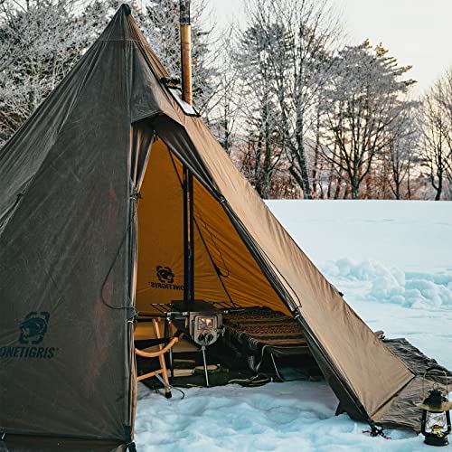 OneTigris Rock Fortress Hot Tent with Stove Jack, 4 Season, 4-6 Person Tipi for Camping, Backpacking, Hunting, Fishing - W...