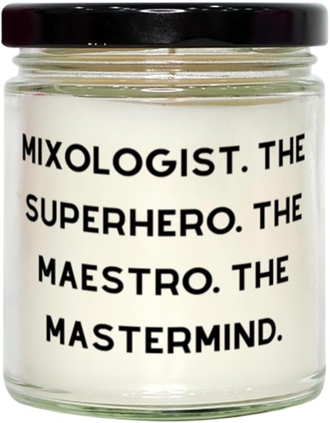 Unique Idea Mixologist Gifts, Mixologist. The Superhero. The, Beautiful Birthday Scent Candle for Coworkers, from Friends,...