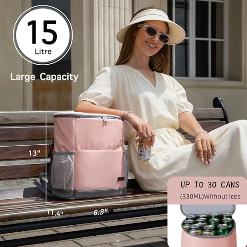 Insulated Cooler Backpack Outdoor - Leak Proof Backpack Cooler 30 Cans, Waterproof Lightweight Cooler Bag for 12h Hot/Cold...