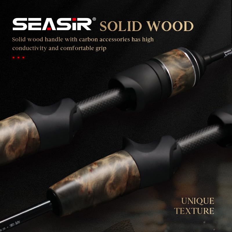 SEASIR Stream Fishing Rod, Ultralight Spinning Rod Travel Bait Casting Rod, 2 Piece, Fuji A O Ring Guide, Solid Wood Handl...