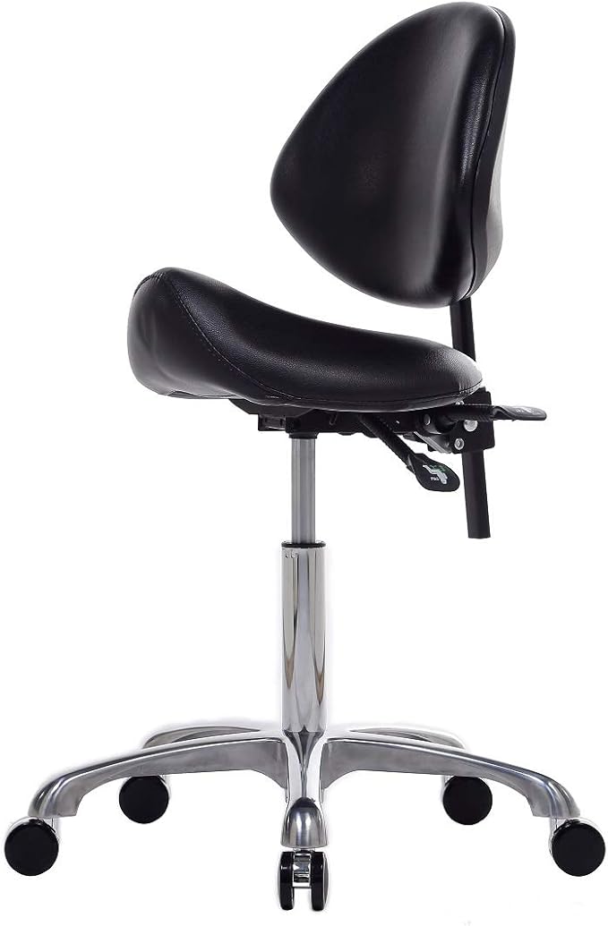 FRNIAMC Hydraulic Saddle Rolling Adjustable, Heavy-Duty (350 lbs) Stool Chair for Beauty Salon Massage Dental Clinic Home Office Use (Black)