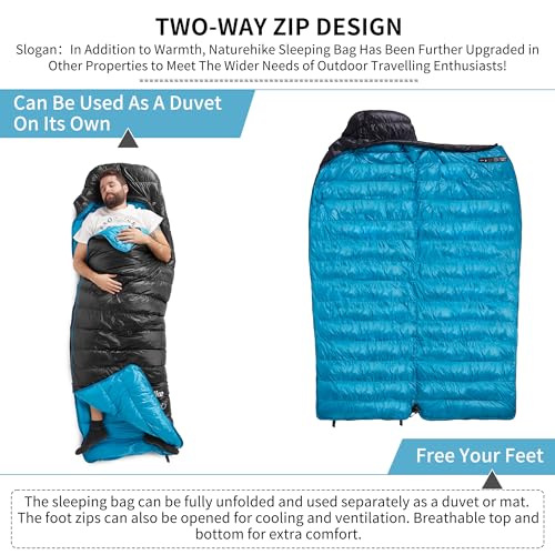 Naturehike Ultralight Down Sleeping Bag, 650FP Backpacking Sleeping Bag for Adults, 42℉ Waterproof Sleeping Bags for Campi...