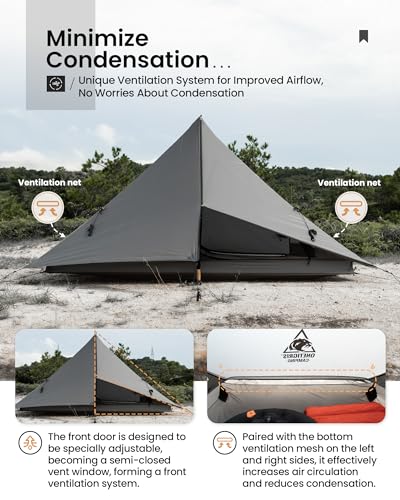 OneTigris HILLRIDGE Backpacking Tent, Waterproof Windproof 2 Person Tent, 20D SIL-Coated Nylon, Single Layer, Ultralight 3...