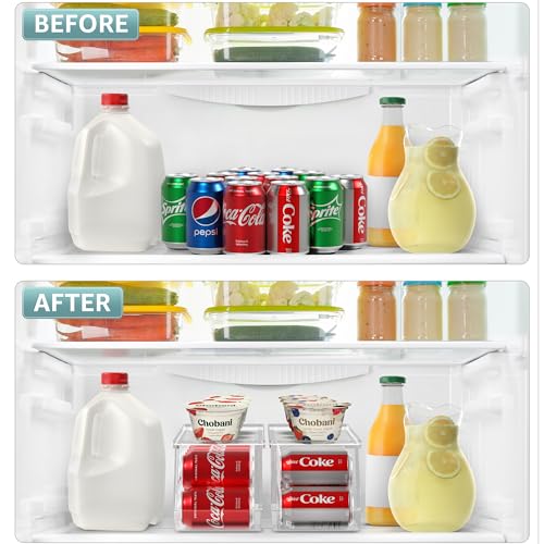 Sorbus Soda Can Organizer for Refrigerator Stackable Can Holder Dispenser with Lid for Fridge, Pantry, Freezer – Holds 12 ...