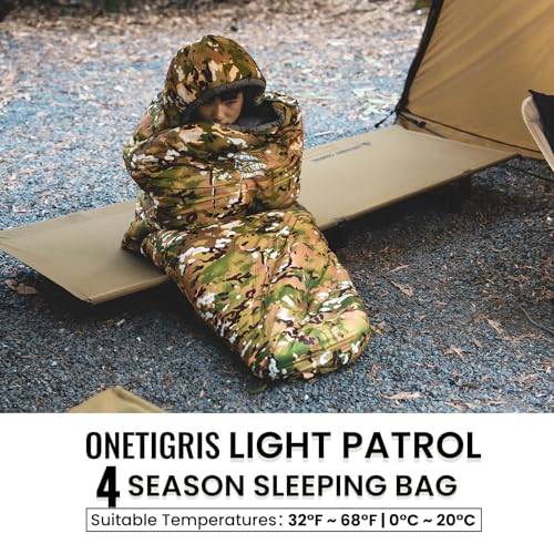 OneTigris Light Patrol 4 Season Mummy Sleeping Bag, 32°F Cold Weather Camping Bags for Camping Hiking Backpacking, Surviva...