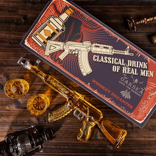 Whiskey Decanter AK47 Set with 2 Whiskey Glasses, Gifts for Men Dad Stocking Stuffers, Unique Christmas Anniversary Birthd...