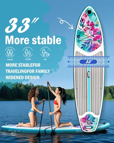 SamaDally 10.6' Inflatable Stand Up Paddle Boards, 32" Paddle Board of All Skill Levels with Complete Inflatble SUP Access...