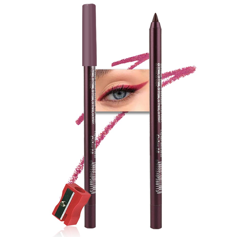 Kaely Gel Eyeliner Pencil for Women, Plum Purple Eye Liner Waterproof Smudge Proof with Sharpener, Waterline Eye Makeup Liners,