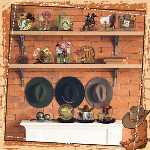 Colingmill 12 Pcs Western Centerpieces Wild West Party Decorations 3.94 Inches Christmas Western Wooden Centerpieces for T...