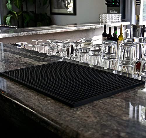 Highball & Chaser Premium Bar Mat 18in x 12in 1cm Thick Durable and Stylish Service Bar Mat for Spills, Coffee, Bars, Rest...