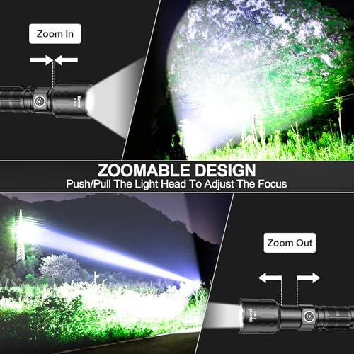 Rechargeable Flashlights High Lumens, Super Bright LED Small Powerful Tactical Flashlight with Memory Function, 6Modes Poc...