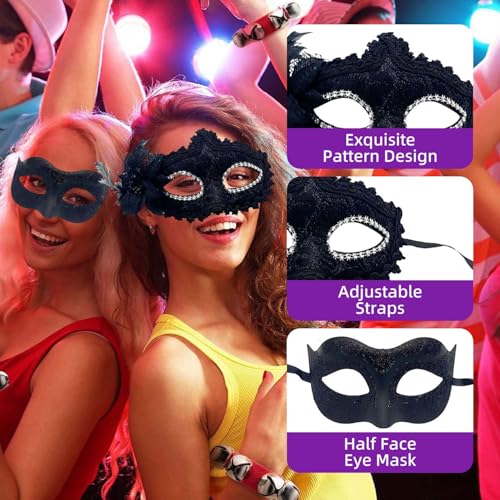 Gorbgle Masquerade Mask for Couples, Glitter Venetian Lace Masks for Women Men, Costume Eye Mask for Ball Party, Carnival