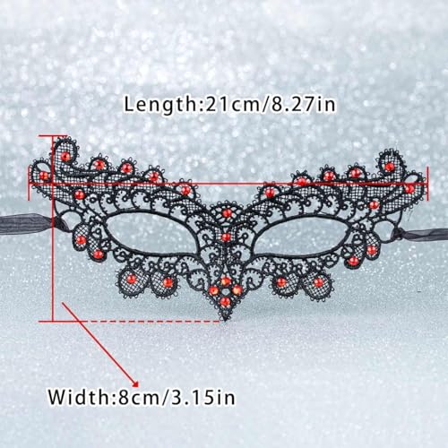 Tgirls Black Masquerade Mask for Women Rhinestone Lace Mask Costume Party
