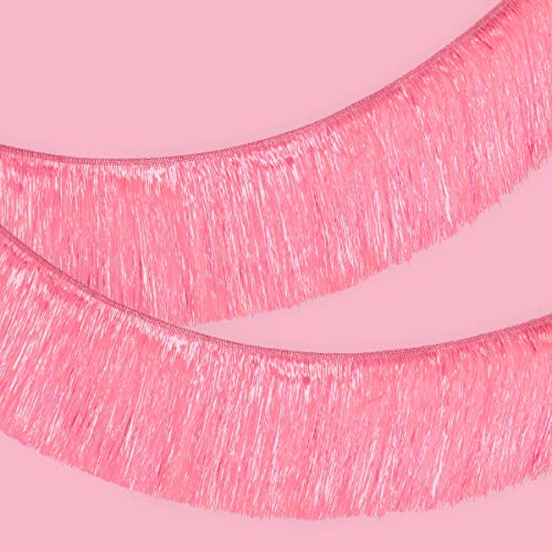 xo, Fetti Pink Iridescent Fringe Banner - 5 Ft. | Bachelorette Party Decorations, Birthday Party Decor, 21st Bday Decor, H...