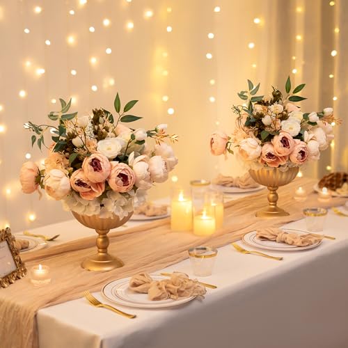 Sziqiqi Urn Vase for Wedding Centrepiece: 7.9in Gold Compote Bowl Vase Table Decorations - Floral Arrangement Pots Set of ...