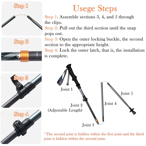 Naturehike 1 PCS UL 3K Carbon Fiber Trekking Pole-7075 Aluminum Adjustable Collapsible 3 Section Ultralight Hiking Stick w...