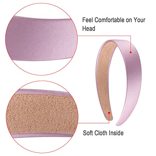 SIQUK 24 Pieces Satin Headbands 1 Inch Wide Headband Colorful Non-slip Hard Headbands for Women and Girls, 24 Colors