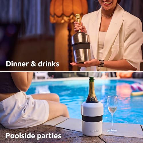 Huski Champagne Chiller | NEW | Award-Winning Iceless Design with Detachable Bottle Stopper | Keeps Wine Cold up to 6 Hour...