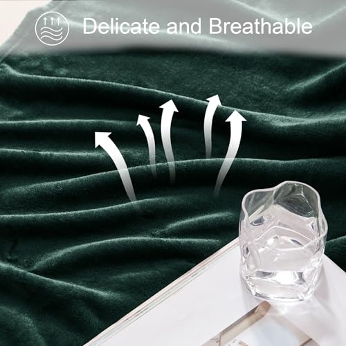 Exclusivo Mezcla Extra Large Fleece Throw Blanket for Couch, Sofa, 300GSM Super Soft and Warm Blankets, Forest Green Throw...