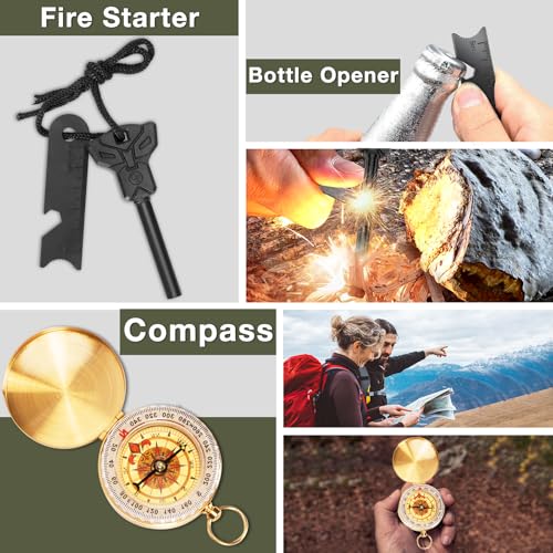 Survival Kits, Hiking and Camping Essentials, Emergency Survival Gear, Gifts for Men, Gifts for Dad, Husband, Teenagers, C...
