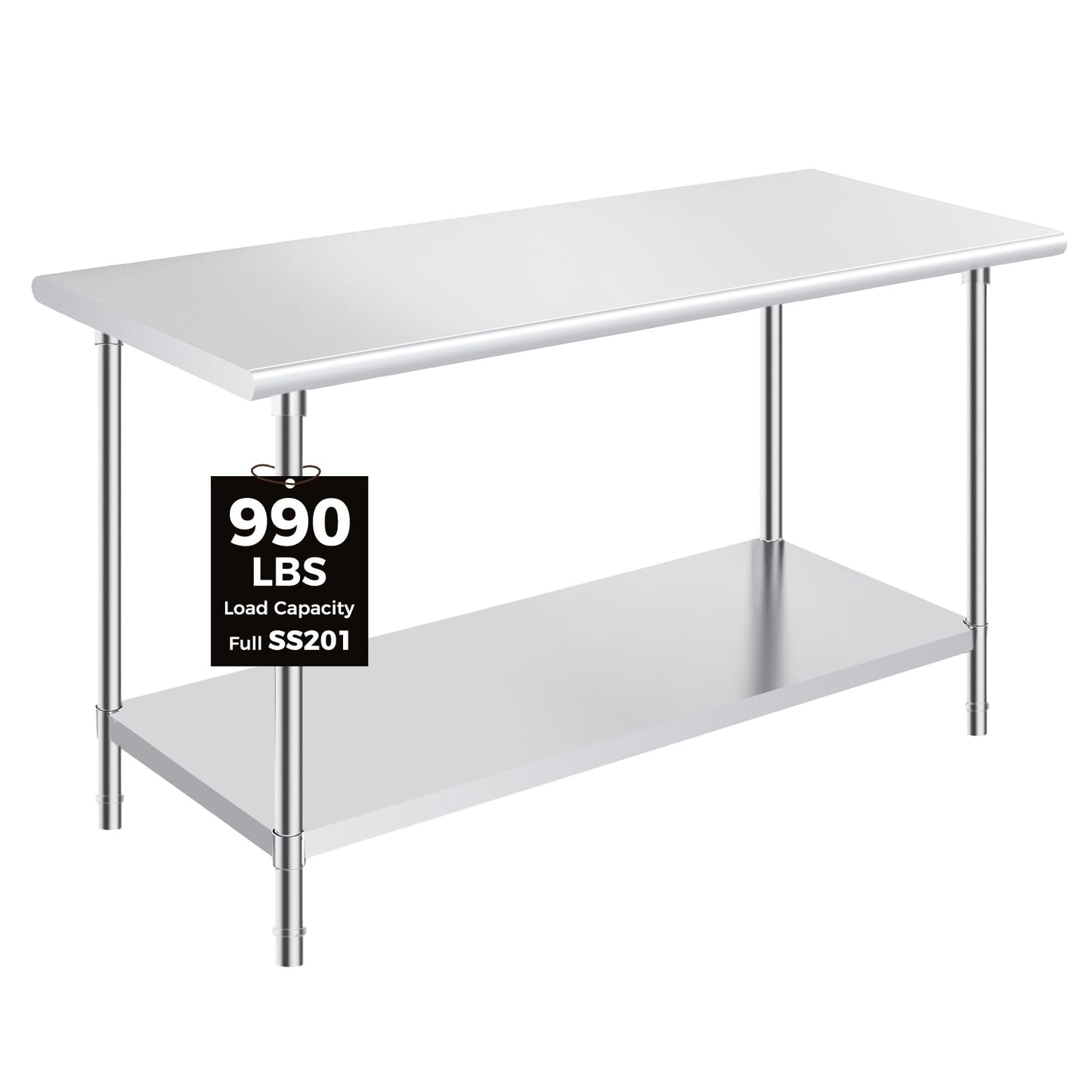OSTBA Stainless Steel Table for Prep & Work 24x60 Inches, NSF Metal Commercial Heavy Duty Table with Adjustable Undershelf and Adjustable Foot for Restaurant Kitchen Home and Hotel