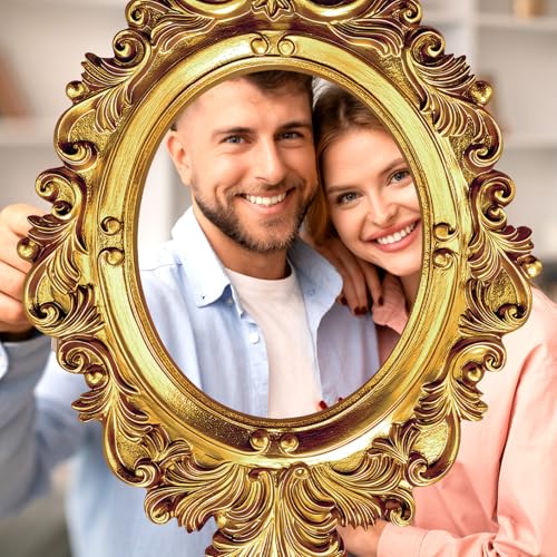 WGXX 2 Pcs 32 x 24 Inch Large Photo Booth Props Gold Wedding Selfie Frame Vintage Photo Frame Picture Friends Selfie Props...