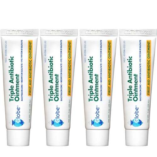 Globe Triple Antibiotic Ointment 1.0 oz (4 Pack), First Aid Ointment for Minor Scrapes, Cuts, and Burns to Help Prevent In...
