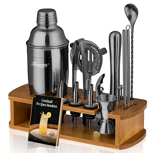 KITESSENSU Cocktail Shaker Set Bartender Kit with Stand | Bar Set Drink Mixer Set with All Essential Bar Accessory Tools: ...