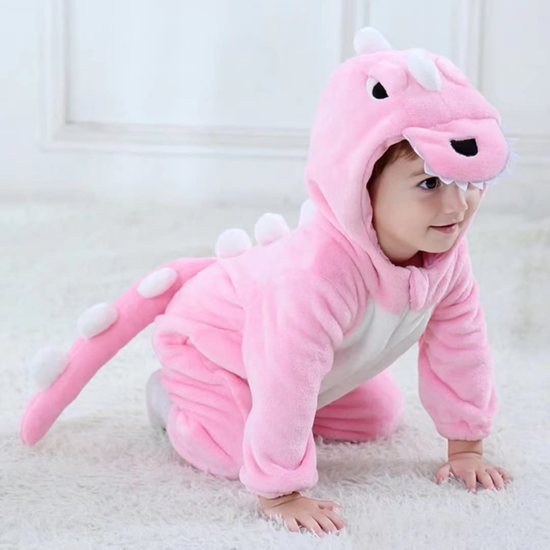 QIAONIUNIU Halloween Baby Pink Dinosaur Costumes Toddler Outfit Infants Cosplay Romper 6-12 Months
