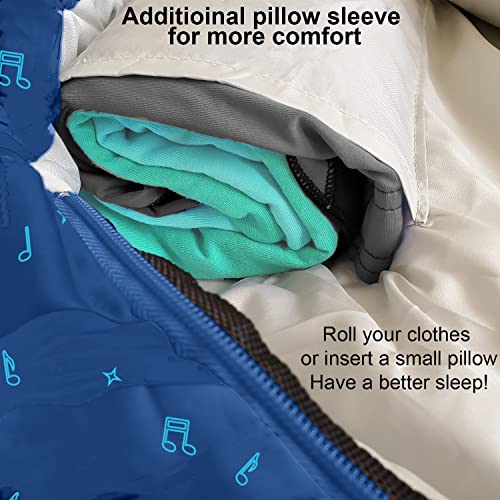 Adjustable Length Mummy Style Kids Sleeping Bag with Pillow Sleeve, 4 Season 32 – 59F, Lightweight and Backpacking Style, ...