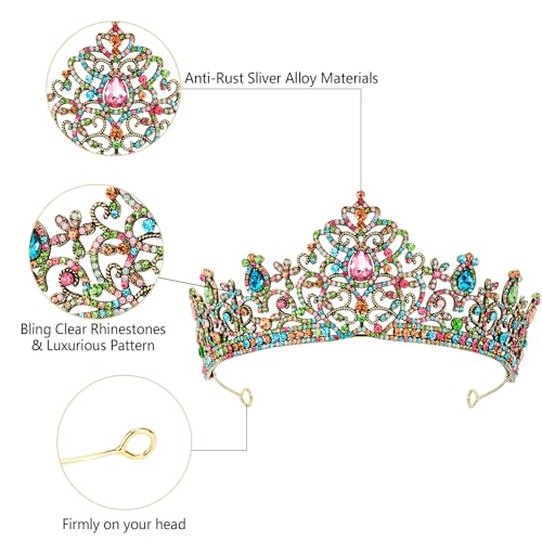 AHONEY Medieval Tiaras and Crowns for Women, Baroque Queen Crown Vintage Princess Fairy Tiara for Birthday Prom Halloween ...