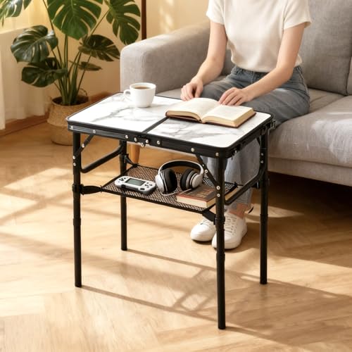 Folding TV Trays Foldable Dinner Tray Table Adjustable Height Food Snack Eating Couch Side Table Study Aluminum Portable S...