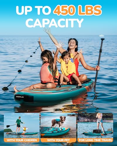 Bigfly 11'6×35" Super Wide Inflatable Stand Up Paddle Board, Ultra Stable Wide SUP for 2+1 People/Family/Big Size, 100L Ba...