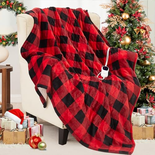 Homemate Electric Blanket Heated Throw - 50“x60“ Ultra Soft Cozy Flannel Heating Blanket with 10 Fast Heat Levels 8 Hours ...