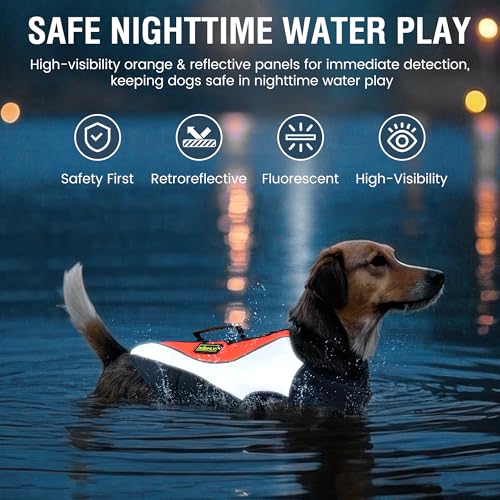 Dog Life Jackets for Large Breeds – Reflective Dog Life Vests for Swimming and Boating, Buoyancy Aid with Rescue Handle, A...
