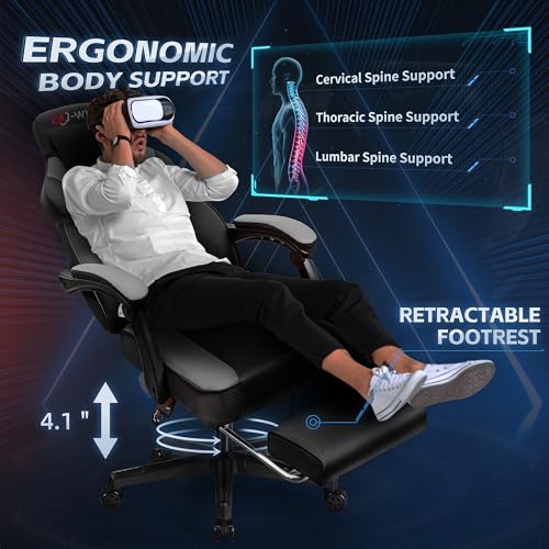 DL-win Gaming Chairs for Adults, Computer Chair with Footrest and High Back, Big and Tall Gamer Chair's with Massage Lumba...