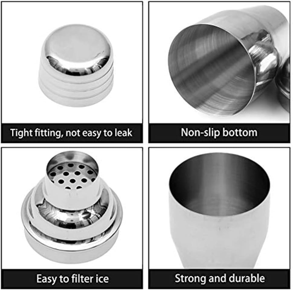 Zrorgons Stainless Steel Cocktail Shaker - Classic Martini Mixer with Built-in Strainer, Perfect for Home Bar or Bartender...