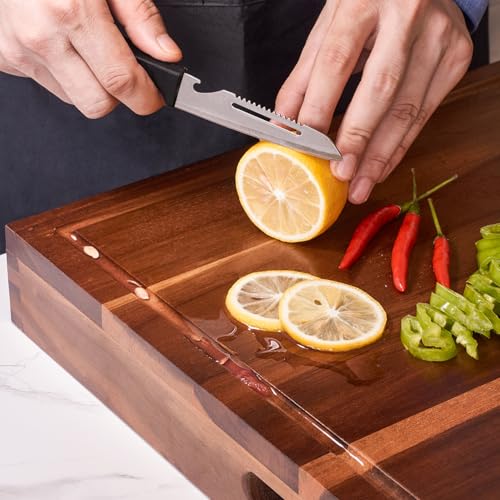 DAOYOUSKY 30x22 Acacia Noodle Board Stove Cover Wood with Handles, Wooden Stovetop Cover Cutting Board with Juice Groove f...