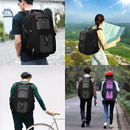SHRRADOO Extra Large 50L Travel Laptop Backpack with USB Charging Port, College High School Backpack Airline Approved Busi...