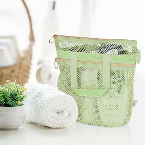 DV Lifestyle Mesh Shower Bag 10.2x9.9'' Quick-Dry Caddy with Zipper & 2 Pockets. Portable Toiletry Tote for Bathroom, Gym,...