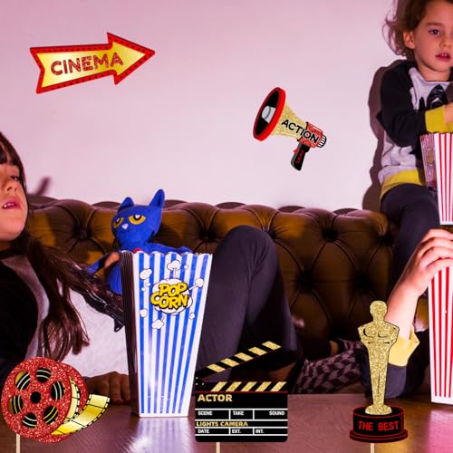Movie Night Supplies Photo Booth Props Hollywood Photobooth Props for Movie Theater Themed Red Carpet Birthday Party Favor...