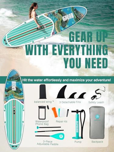 Niphean Inflatable Stand Up Paddle Board with Stabiltrac Fin Design and SUP Accessories & Niphean Dog Pool Ramp(Full-Cover...