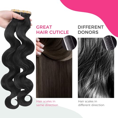 Lashey Tape in Extensions Human Hair Body Wave 18 Inch 100g 40pcs Natural Black Remy Human Hair Invisible Tape in Hair Extensions