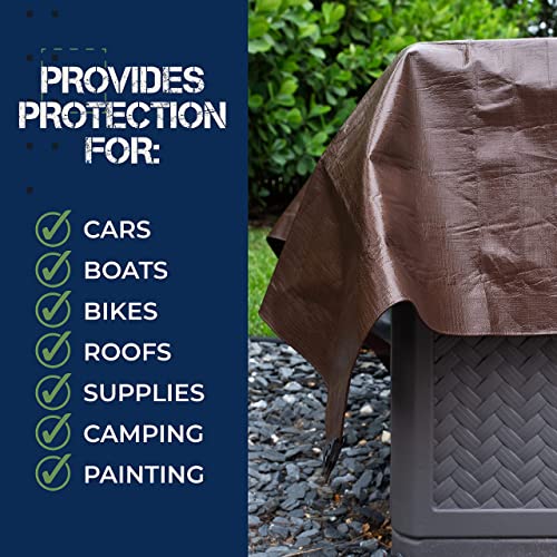GREEN LIFESTYLE Heavy Duty Tarp Waterproof - Tent Cover, Camping Tarp Waterproof, Protects Cars, Boats, Roofs, Supplies & ...