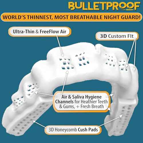 Night Guard BulletProof: World¡¯s Thinnest Mouth Guard for Grinding Teeth at night. TMJ Bite Clenching Mouthguard for Sleeping. Women Men Nighttime Dental Bruxism Relief Nightguard for Sleep Adult Kids