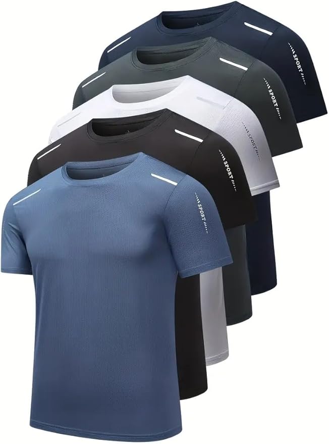 Quick Dry Ice Silk Athletic T-Shirts for Men, Athletic Short Sleeve Moisture Wicking Tee for Running,Training （1 Piece）