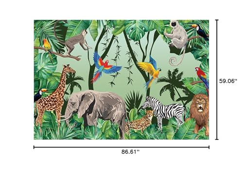 7x5ft Tropical Jungle Safari Animals Backdrop Tropical Forest Jungle Animal Photography Background Boy Birthday Baby Showe...