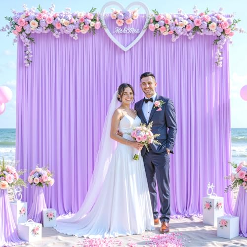 Lavender Backdrop Curtain for Parties Wedding Wrinkle Free Light Purple Photo Curtains Backdrop Drapes Fabric Decoration f...