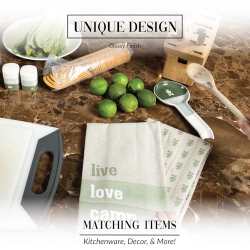 Pavilion Gift Company - Live. Love. Camp. - 9.25" Stoneware Ceramic Spoon Rest Woodsy Outdoorsy Adventure Cabin Camping Ca...