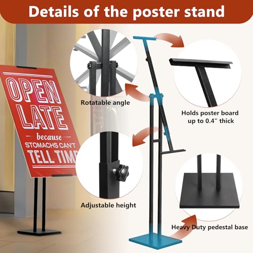 GERTSOUND Heavy Duty Sign Stand, Floor Poster Board Stand, Adjustable Metal Sign Holder Height Up to 60 Inches and 180° Ro...